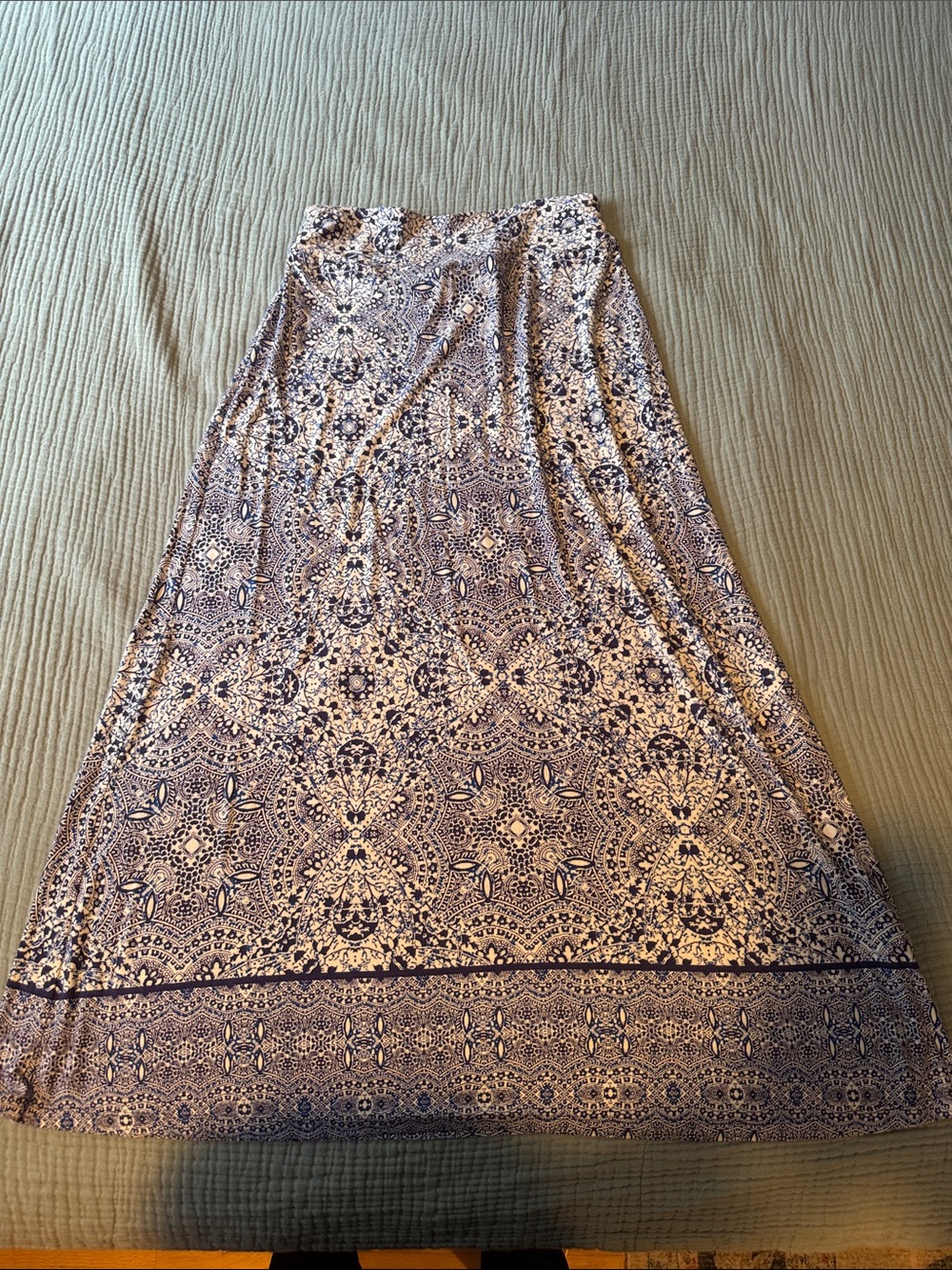 Cynthia Rowley Blue and White Paisley Maxi Skirt
